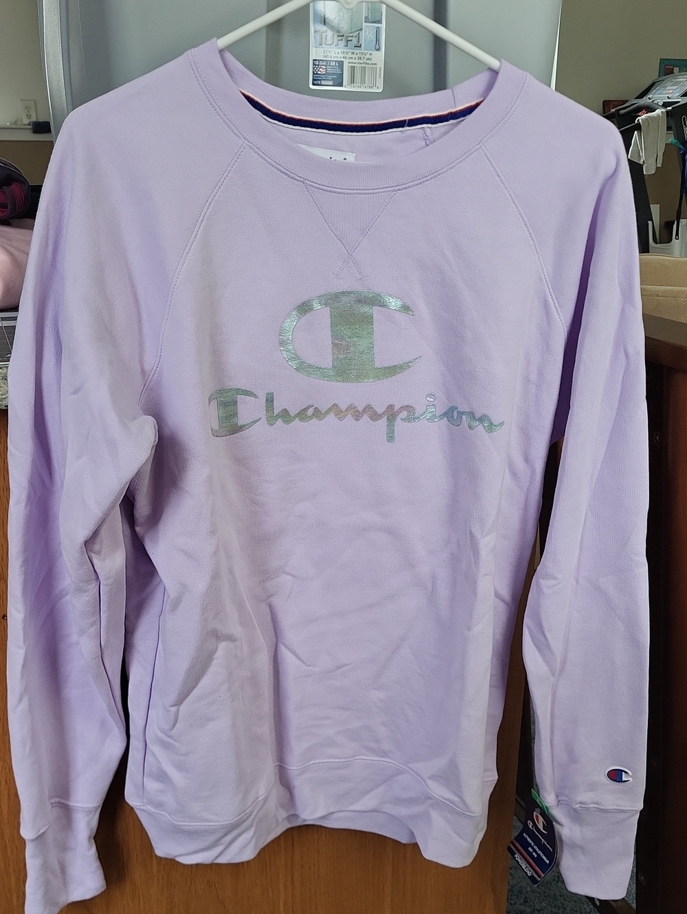Champion Lilac Crewneck Sweatshirt with Silver Logo
